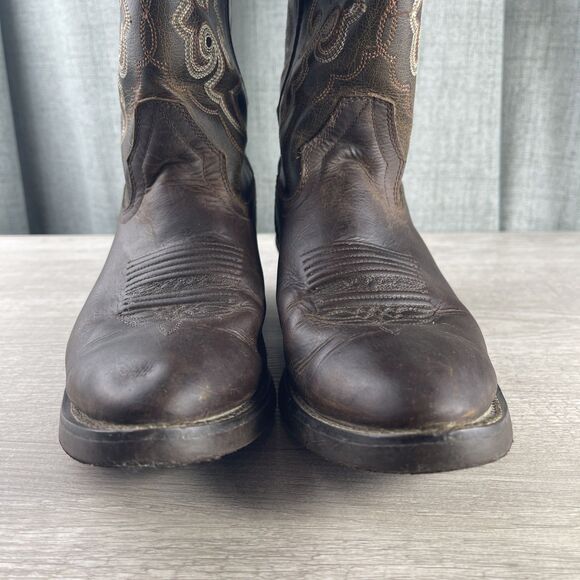 VTG Double H Boots Men\'s 7M Brown Patina Cowboy Western Oil Resistant DH1702 main image 15